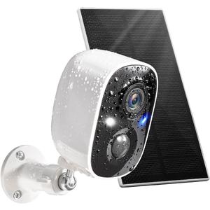 GMK Solar Security Camera Wireless Outdoor, with Solar Panel 2K Color Night Vision Motion Detection 2-Way Talk Battery Powered 3MP WiFi Home Indoor Camera IP65 Weatherproof Cloud/SD Storage