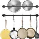 Wall-Mounted Utensil Rack Hanger Steel-made Kitchen Utensil Rack Organizer Pot Pans Wall Hanger Holder for Rustic Iron Kitchen Organizer with Ten Hanging Hooks, 2 Pack