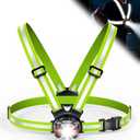 Running Lights for Runners, 500 Lumens 45 Adjustable Running Light with Dual-Reflective Straps, IPX4 Waterproof & USB Rechargeable Chest Light Vest for Night Walking/Cycling/Jogging