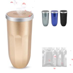 2PCS Car Trash Can with Lid, Car Trash Can Cup Holder with 3 Fragrance Tablets, Press to Open Vehicle Trash Bin, Mini Garbage Bin for Automotive Car, Home, Office, Kitchen, Bedroom,Gold