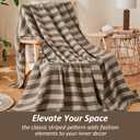 EMME Cotton Muslin Large Throw Blanket Couch Breathable Gauze Soft Lightweight Bed Blankets Adults (Striped Brown, 50"x70")