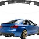 Rear Diffuser Compatible with 2012-2018 BMW 3 Series F30 F35 328i M-Performance Style Rear Bumper Lower Lip Diffuser Double Exhausts One Outlet (Carbon Look)