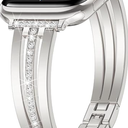 AIRSPO Slim Gold Band Compatible with Apple Watch 38mm 40mm 41mm 42mm 44mm 45mm 46mm Women Thin Metal Strap Dressy Jewelry Bracelet with Bling Diamond for iWatch Bands Series 11 10 9 8 7 6 5 4 3 SE