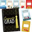 4 x Graduation Gift Card Book 7 x 5 Inch 20 Pages Gift Card Booklet Congrats Grad Organizer Greeting Card College Survival Album Keeper for Graduation Senior Gifts(Black)