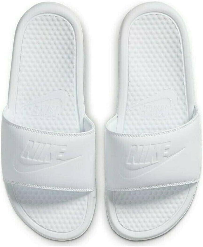 Nike Men's Benassi Solarsoft Slide Athletic Sandal (6, White | White)