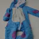 Toddler Blue Monster Costume: Hooded Halloween Animal Onesie - Cute Fuzzy Warm Fall Winter Blue Monster Outfit (12-18 Months)