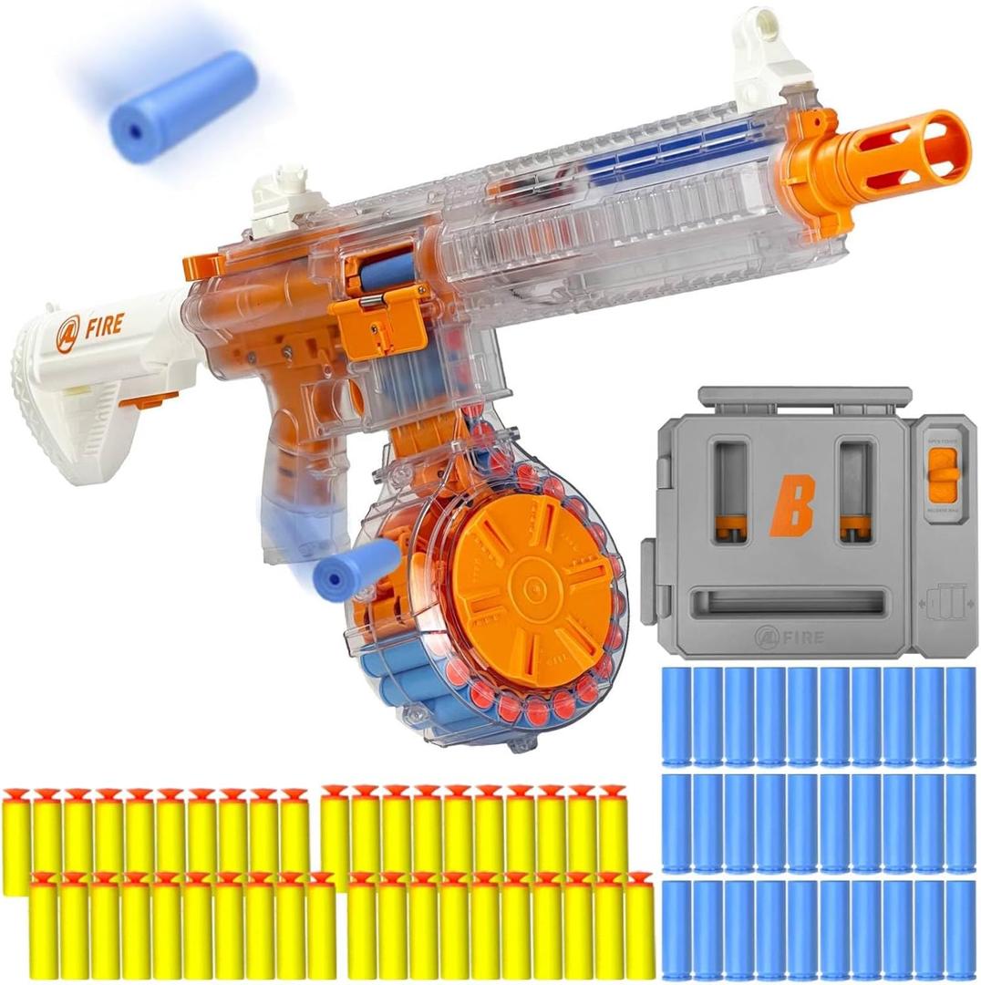 Foam Dart Blaster with Shell Ejecting, Semi-Auto/Manual Modes Includes 22-Dart Drum,Electric M416 Soft Bullet Toy Gun for Outdoor Party Games Christmas Birthday Gift for Teens 14+ (Orange)