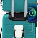 Wrangler Smart Luggage Set with Cup Holder and USB Port, Teal, 2 Piece