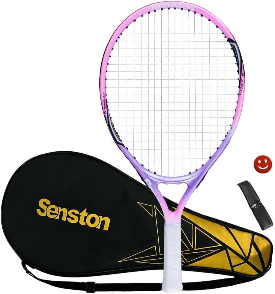 Senston 19" 23" 25" Kids Junior Tennis Racquet for Kids Children Boys Girls Tennis Rackets with Racket Cover (Pink)