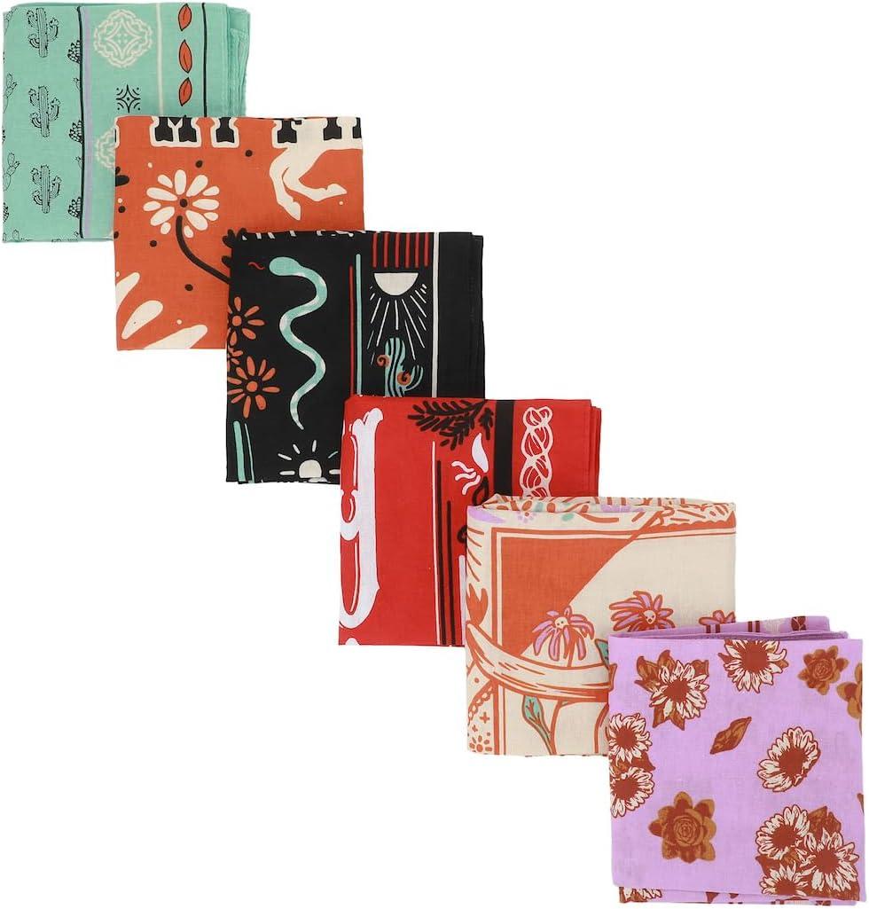 Bioworld Lightweight Multicolored 22"x22" (6-Pack, 12-Pack and 48-Pack) Bandana Set (Western Women)