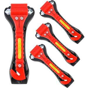 4-Pack Emergency Escape Hammer Seat Belt Cutter,Auto Car Safety Hammer with Window Glass BreakerEscape Tool for Car Accidents (Red)