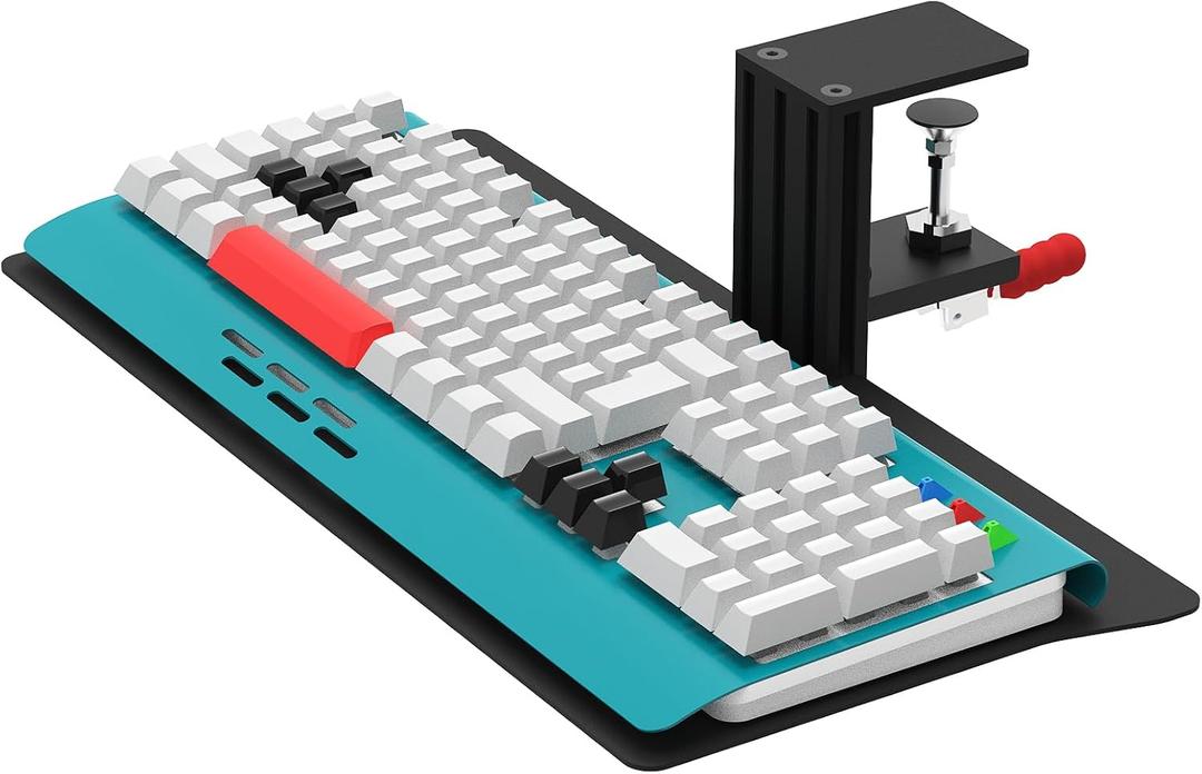 Industrial Heavy Duty Ergonomic Keyboard Tray, Quick Release Desk Mount, Space Saving Side Clamp Design, Height Adjustable for Wrist & Comfort Typing Gaming/Home/Office, 55lbs Load Capacity 18.5x8.66