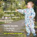 Kids Toddler Rain Suit for Boys Girls One Piece Hoodie Zipper Cartoon Waterproof Coverall Rain Jacket 1-10 Years (Blue, L)