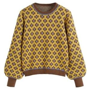 CIDER Women Sweaters Floral Crew Neck Long Sleeve Pullover Sweater Trendy Casual Fall Outfits Size M