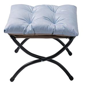 WELL-STRONG 15" Folding Foot Stool, Small Accent Foot Rest, Elegant Foldable Ottoman with Metal Frame, Upholstered Morden Folding Footstool for Home Living Room Bedroom Washable Bright Silver Grey