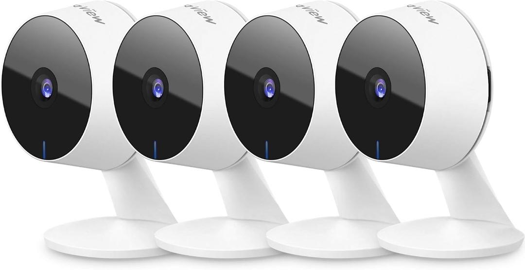LaView Security Cameras 4pcs, Home Security Camera Indoor 1080P, Wi-Fi Cameras Wired for Pet, Motion Detection, Two-Way Audio, Night Vision, Phone App, Works with Alexa, iOS & Android & Web Access (White)