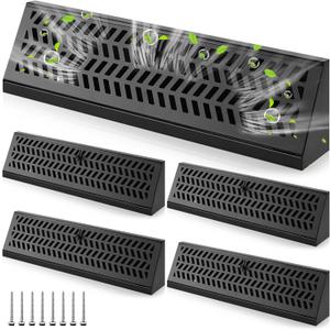 Blulu 4 Pack 18 Inch Baseboard Register Vent Baseboard Diffuser, Black