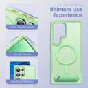 Compatible with Samsung Galaxy S24 Ultra Case [Built-in Invisible Kickstand][Compatible with Mag-Safe] Military Grade Shockproof Translucent Phone Case for S24 Ultra 6.8'',Green