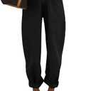 Astylish Womens High Waisted Baggy Jeans Boyfriend Cropped Loose Denim Pants (18, Black)