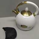 SUSTEAS Stove Top Whistling Tea Kettle - Food Grade Stainless Steel Teakettle Teapot with Cool Touch Ergonomic Handle, With 1 Silicone Pinch Mitt Included, 2.64 Quart(WHITE)