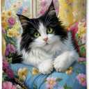 Cute Cat Blanket, Soft Fuzzy Kitten Flannel Throw Blanket for Couch, Bed, Travel & Home Decor, Lightweight Cozy Warm Blankets for Adults Kids Men Women 6050 in