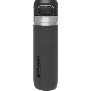 Stanley Quick Flip GO Water Bottle 24 oz | Push Button Lid | Leakproof and Packable for Travel and Sports | Insulated Stainless Steel | BPA-Free | Charcoal