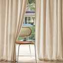 MIULEE Non-See-Through Privacy Linen Curtains 2 Panels, Light Filtering Window Curtains Farnhouse Textured Back Tab Semi Sheer Drapes for Bedroom Living Room, 52 x 96 Inches Long, Light Brown