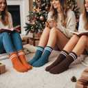 Geyoga 6 Pairs Fuzzy Socks for Women Gifts Winter Cozy Fluffy Slipper Socks Valentines Gift for Men (Vintage Color)