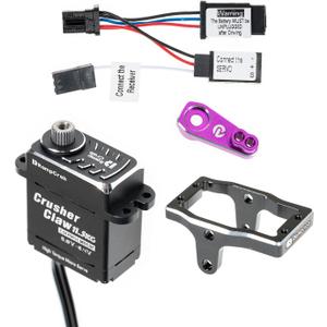 RampCrab Steering Servo 11.5KG for TRX4M (Steel Gear, Water Proof),with Servo Mount Bracket and Servo Horn for TRX4M RC Crawler Car, 1/18 Upgrades Parts for TRX4M Bronco, Defender, K10 (Red Horn) (purple)