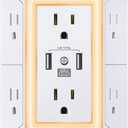 POWRUI Multi Plug 6 Outlet Surge Protector Extender with 3 USB Ports (1 USB C) and Night Light, 3-Sided Power Strip with Adapter Spaced Outlets, ETL Listed, White