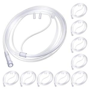 Anglechic 10 Pack 4Ft Adult Oxygen Nasal Cannula, Soft Oxygen Tubing for Adult, Cannula Nasal Tubing with Soft Curved Nose Piece, High Flow Lightweight Tube (Transparent)