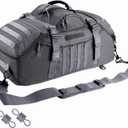 Hannibal Tactical 65L Large Duffle Bag, 3-in-1 Tactical Backpack MOLLE Pack for Sports, Gym, Outdoor, Grey