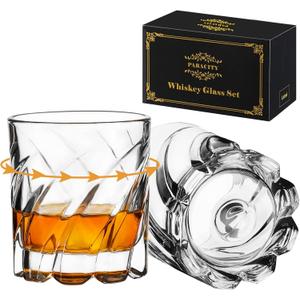 PARACITY Spinning Whiskey Glasses Set of 2, Rotatable Old Fashioned Glassware, Bourbon/Cocktail/Rock Glasses for Bar, Party and Home, Whiskey Gift for Men