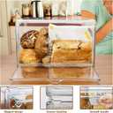 RISICULIS 2PCS Large Bread Box for Countertop, Stackable Double Layer Storage Container, Clear Boxes for Kitchen Counter, Bread Keeper for Homemade Bagel, Muffins, Rolls
