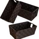 homyfort Woven Shelf Storage Tote Basket Bins Container, Storage Boxes Cube Organizer with Built-in Handles for Bedroom, Office, Closet, Clothes, Kids Room, Nursery 3pack(Brown)