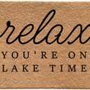 Lake House Decor Door Mat, Relax You're on Lake Time Doormat for Front Door Indoor Outdoor Entrance Porch, Nautical Welcome Mats Doormat Outside, 17x30 Inches