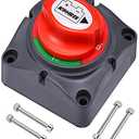 Pack Of 2 Kohree Battery Disconnect Switch 12V, 12V-48V Battery Shut Off Kill Isolator- Waterproof Marine Cut Off Switch for RV, ATV, Car, Marine, Boat, with 4 Mounting Bolts, 275 Amps, (On/Off)