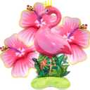 4Pcs Tropical Flamingo Balloons Set, 46 Inch Flamingo & 33 Inch Hibiscus Flower Balloons, Hawaiian Luau Party Decorations, Aloha Summer Pool Party Decor, Flamingo Balloons for Beach Birthday