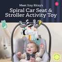 Itzy Ritzy Spiral Car Seat & Stroller Activity Toy - Stroller & Car Seat Toys for Ages 0 Months and Up - Hanging Toys Include Dangling Ring, Mirror and Textured Ribbons 