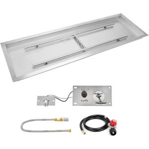 Stanbroil 48 x 14 Inch Rectangular Drop-in Gas Fire Pit Burner with Spark Ignition Kit for DIY Fire Pit Project, Propane Gas Version, 185,000 BTU Max