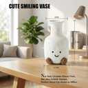 Cute Smile Face Vase White Ceramic Cute Flower Vase for Home Decor, Modern Decor Vase for Living Room Bedroom, for Women Friends Family