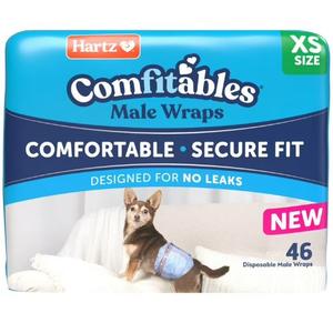 Hartz Comfitables Disposable Male Dog Wraps with Stretchy Waistband, Extra Small 46 Count