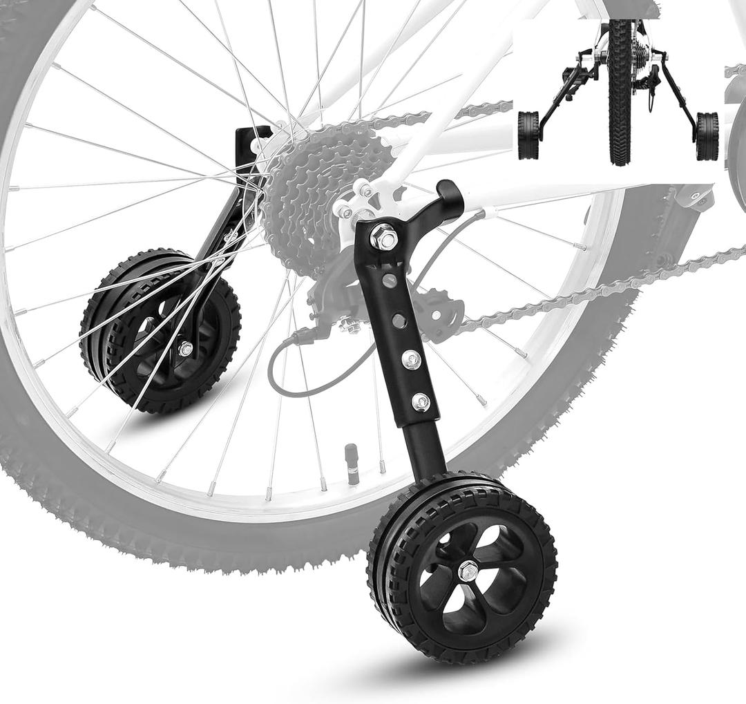 Adjustable Bike Training Wheels Kids Bicycle Training Wheels Kit for 16, 18, 20, 22, 24 inch bike, Includes Stabilizers for Variable Speeds, Black
