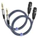 2 Pack 1/4 TRS Male to 3Pin XLR Female Microphone Cable,Balanced 6.35mm TRS to XLR Female Braid Quarter inch Cable for Mixer Microphone Active Speakers-3Feet