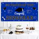 6 x Graduation Decorations 2026 Blue Graduation Banner 66.1" x 33.8" Graduation Backdrop Congrats Grad Banner for Outdoor Indoor High School College Class of 2026 Graduation Party Decorations Supplies