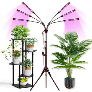 Grow Lights for Indoor Plants Full Spectrum with Stand and Timer, 6 Heads LED Plant Lights for Indoor Growing, Standing Floor House Plant Lamp for Seed Starting. (Red+Blue+White)