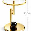 Modern Gold Side Table with Glass Top, Small Round End Table with Metal Base, Contemporary Accent Table for Living Room Bedroom Balcony, Space-Saving Decorative Table, 13.7*13.7*24