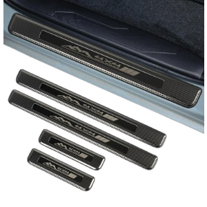 4Pcs Carbon Fiber Car Door Sill Protectors Door Entry Guard Compatible with Toyota Tacoma 4Runner Tundra Rav4 Highlander Sequoia Door Sill Protector Car Accessories -Gray2