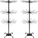 3 Tier Rotating Keychain Earring Display Stand - Black, 28.35 x 11.81 Inch - Ideal for Vendor Events, Ornament & Bracelet Display