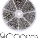 Mr. Pen- Open Jump Rings, Silver, 1014 pcs, 6 Sizes Open Jump Rings for Jewelry Making, Silver Jump Rings and Lobster Clasps